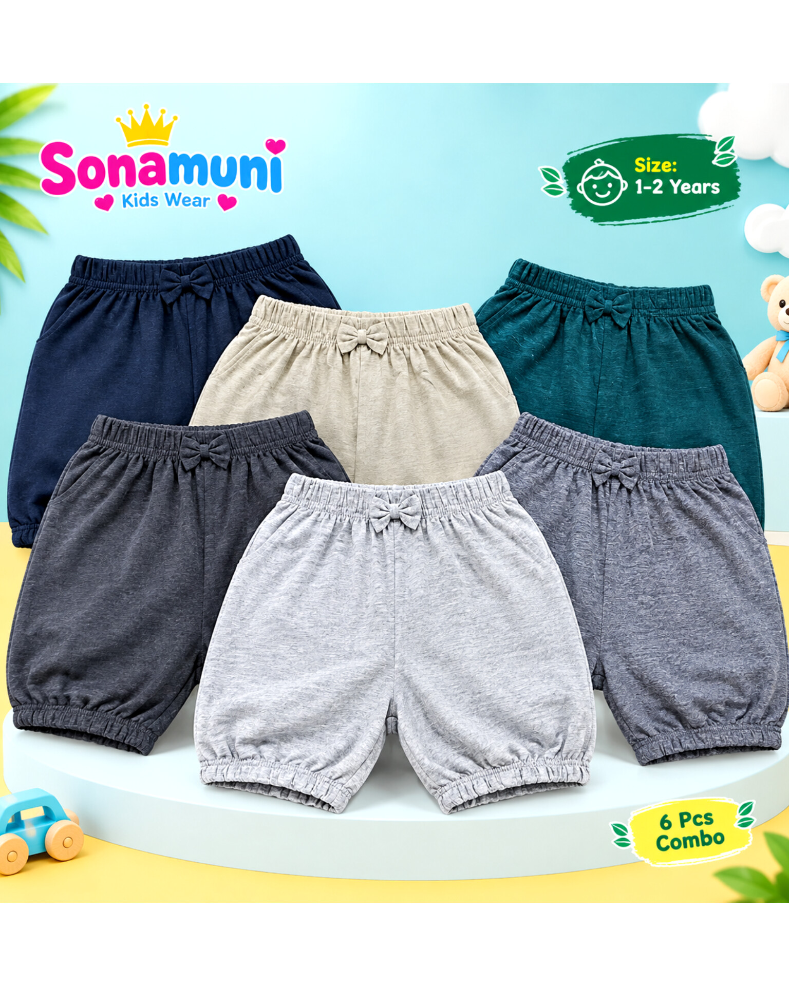 Girls Regular Half Pant 5 & 6 pcs Combo (Size: 1y to 11years) - Image 2